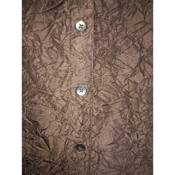 J Jill Scandi Preppy Brown 100% SIlk Sleeveless Top Small - Picture 4 of 8